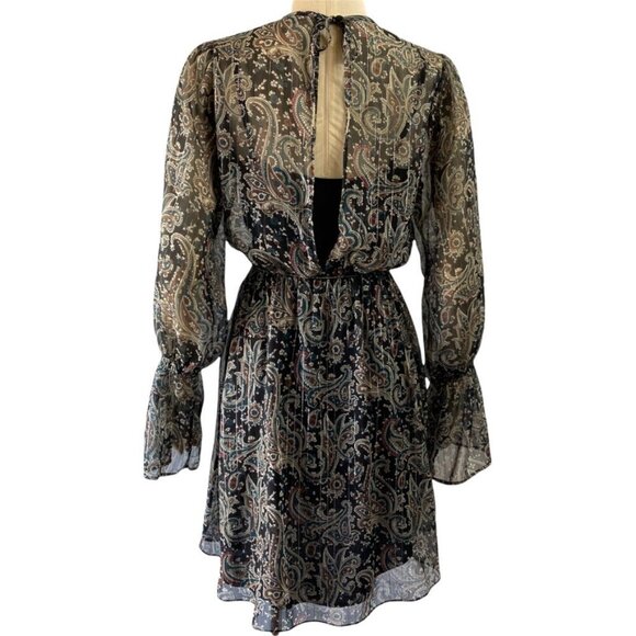 Joie Manning Sheer Paisley Popover Flare Dres - Picture 5 of 11